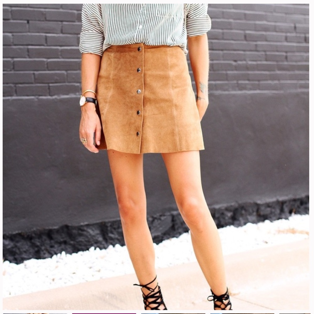 Genuine Suede Leather Miniskirt